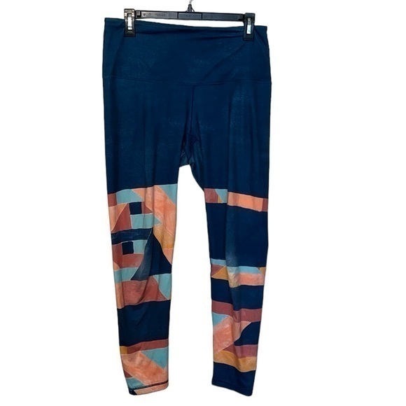 PrAna Leggings multi color blue orange red womens size large - Picture 1 of 7